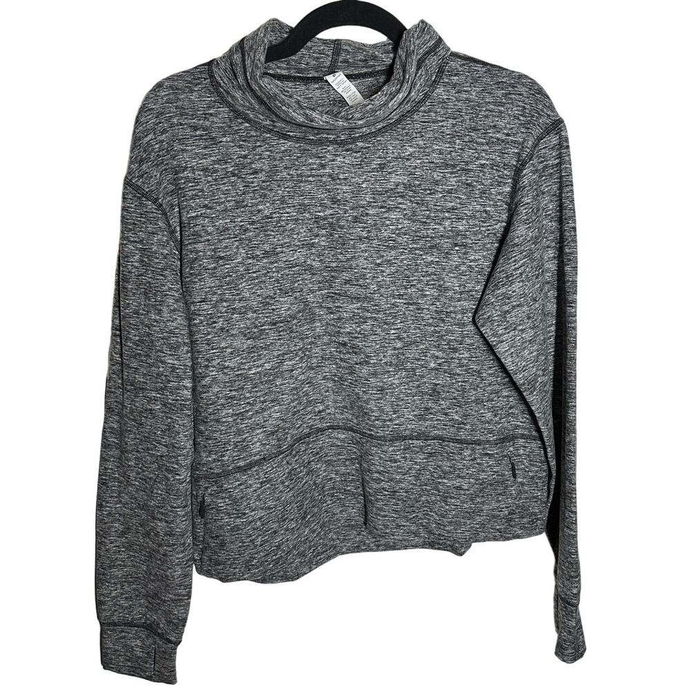 Lululemon Ready to Rulu Fleece Pullover Heathered Gray Black Size 6 Athletic
